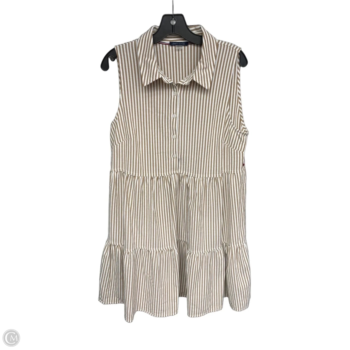 Dress Casual Midi By Tommy Hilfiger In Cream & White, Size: 12