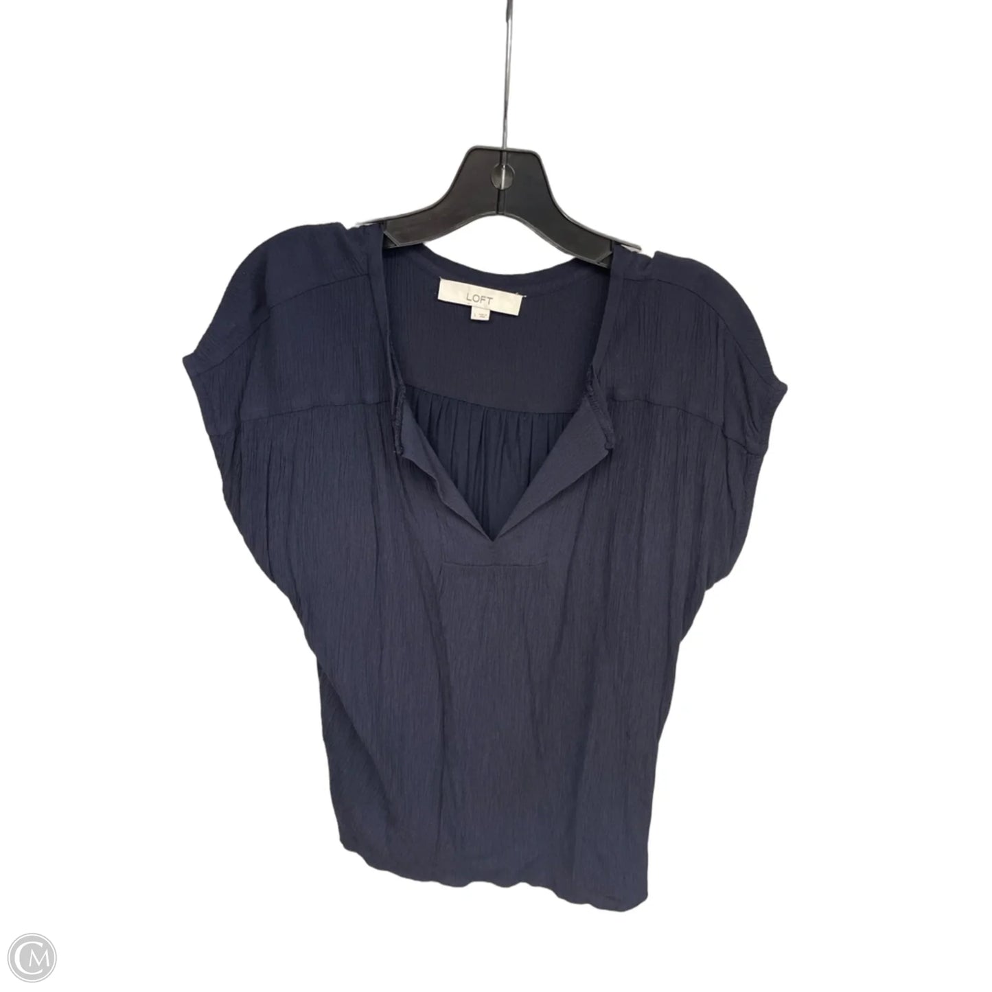 Top Short Sleeve By Loft In Navy, Size: L