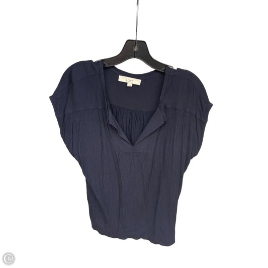 Top Short Sleeve By Loft In Navy, Size: L