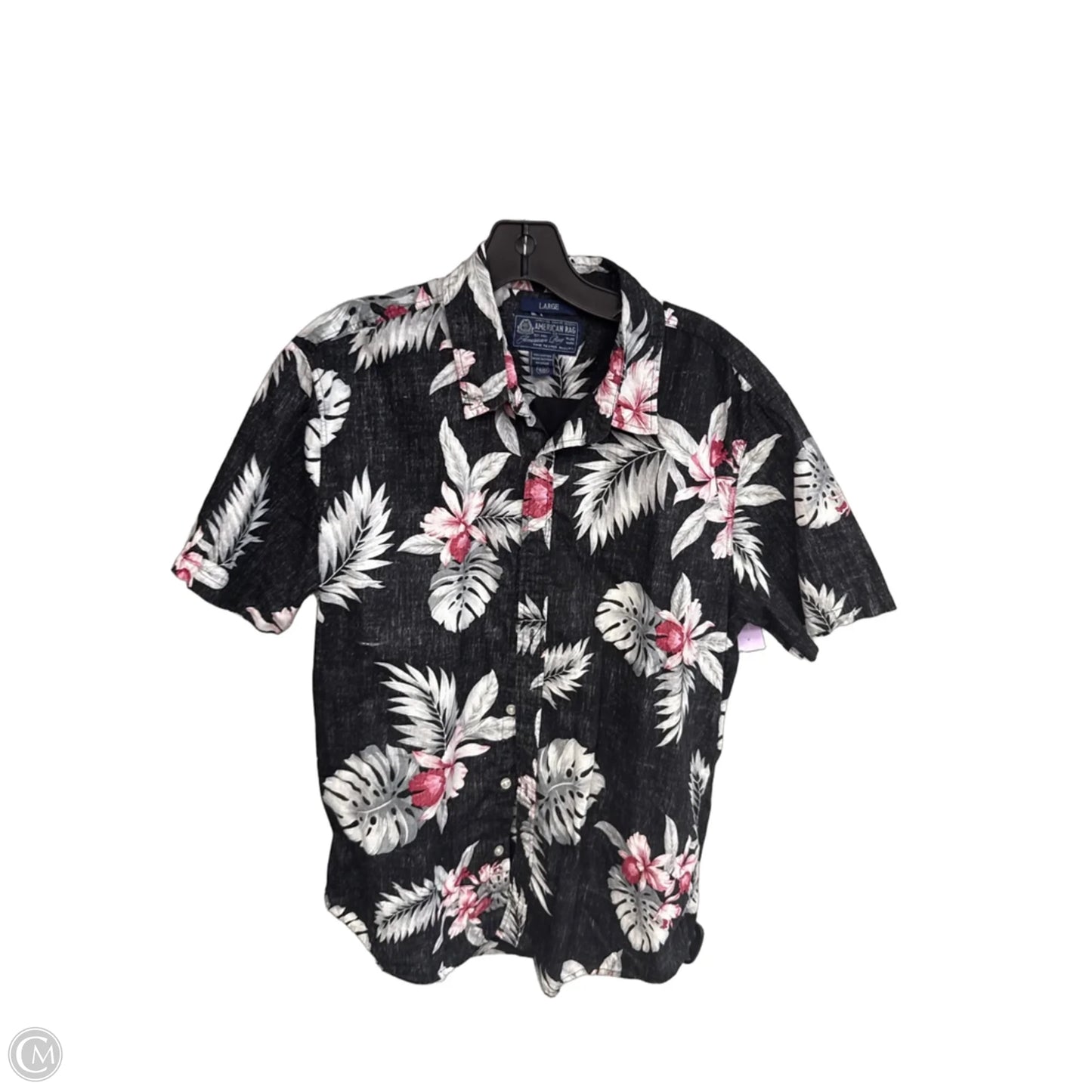 Top Short Sleeve By American Rag In Black & Pink, Size: L