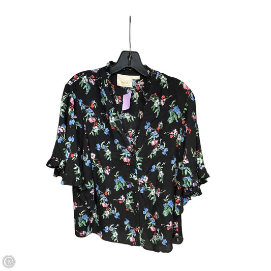 Top Short Sleeve By Maeve In Black & Blue, Size: M