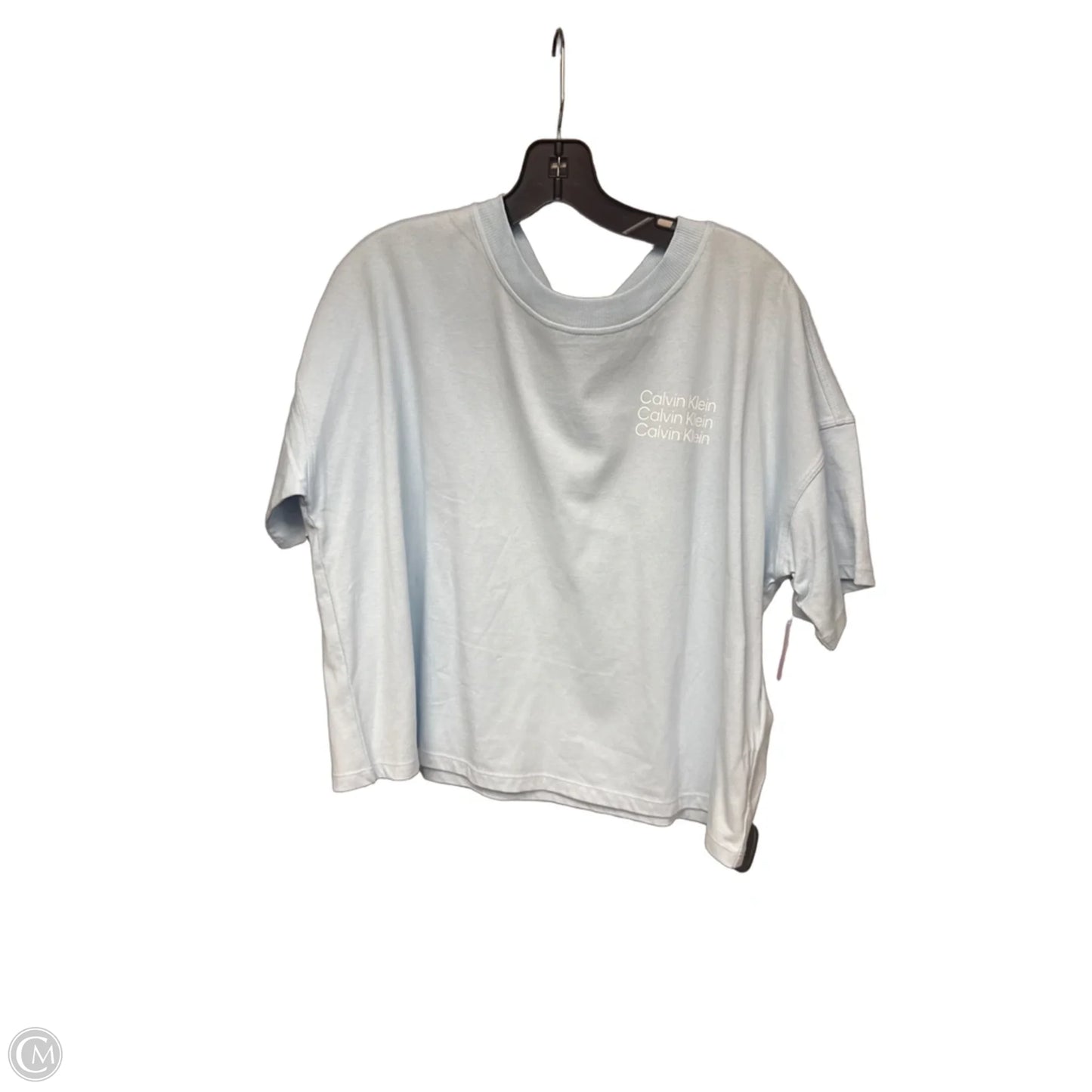 Athletic Top Short Sleeve By Calvin Klein Performance In Blue, Size: L