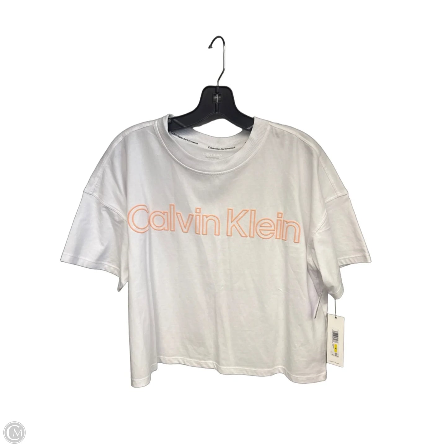 Athletic Top Short Sleeve By Calvin Klein Performance In White, Size: M