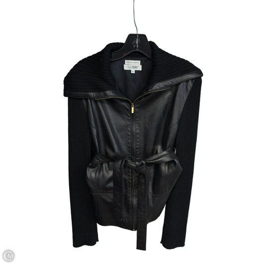 Jacket Leather By Clothes Mentor In Black, Size: L