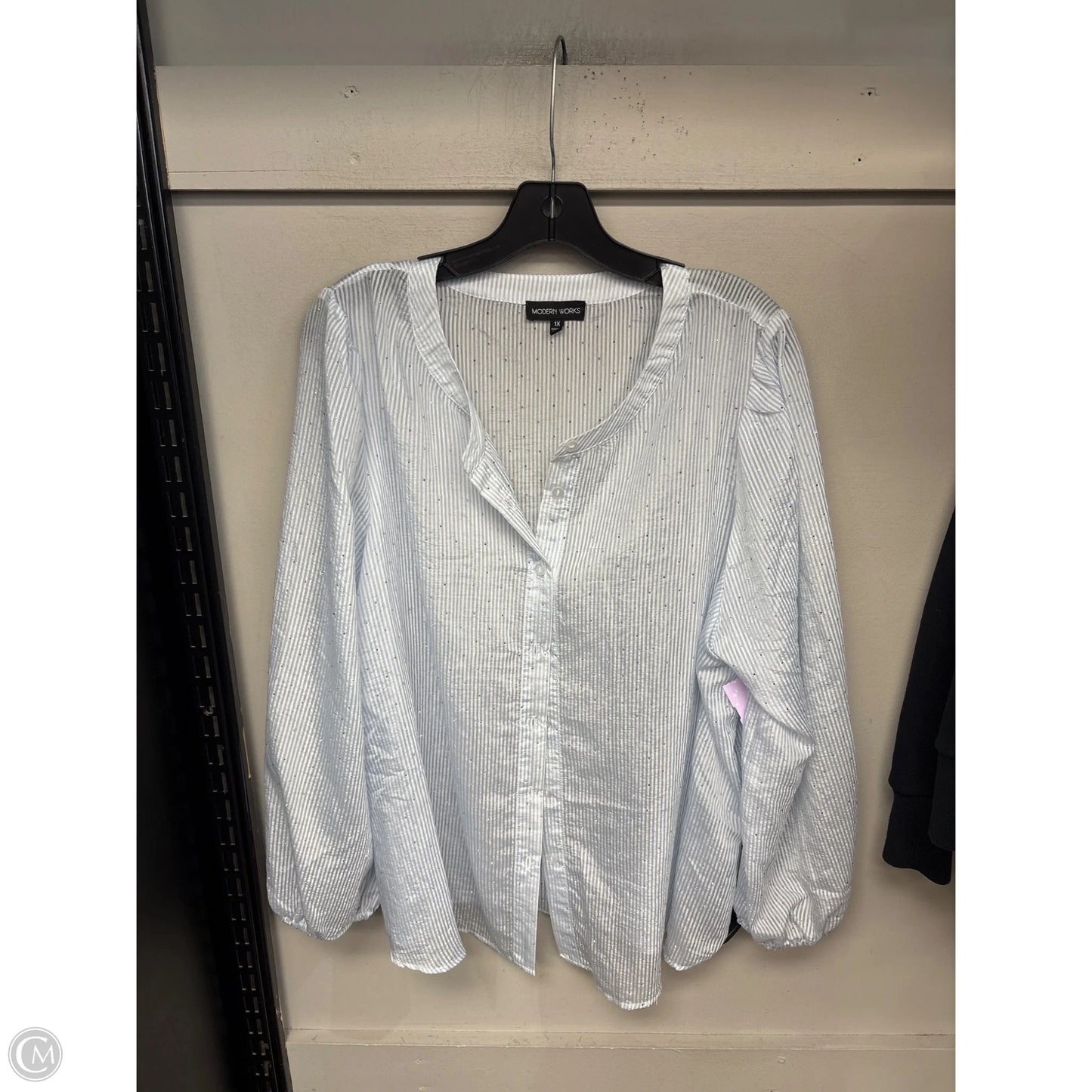 Top Long Sleeve By Modern Works In Blue, Size: 1x
