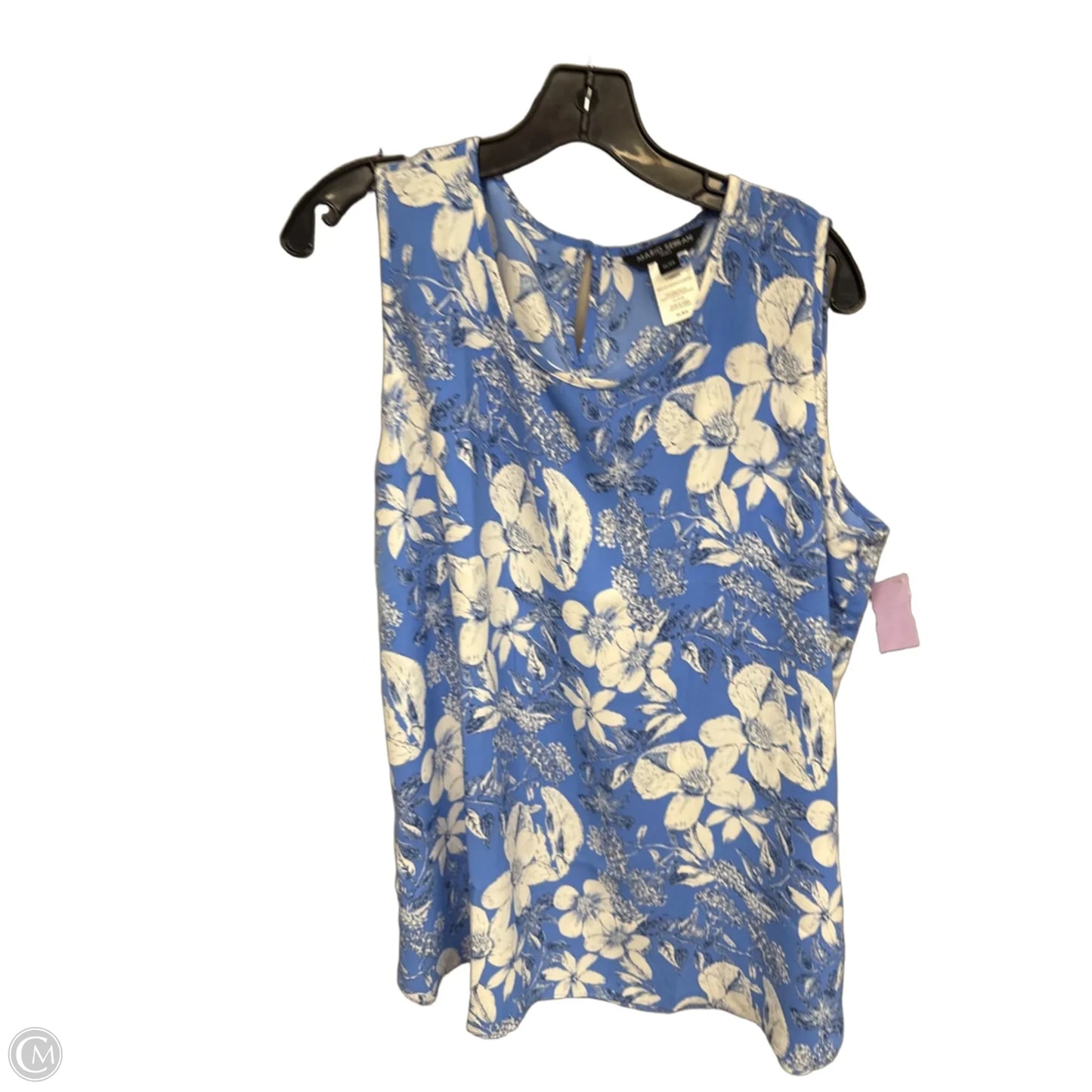 Top Sleeveless By Mario Serrani In Blue & White, Size: Xl