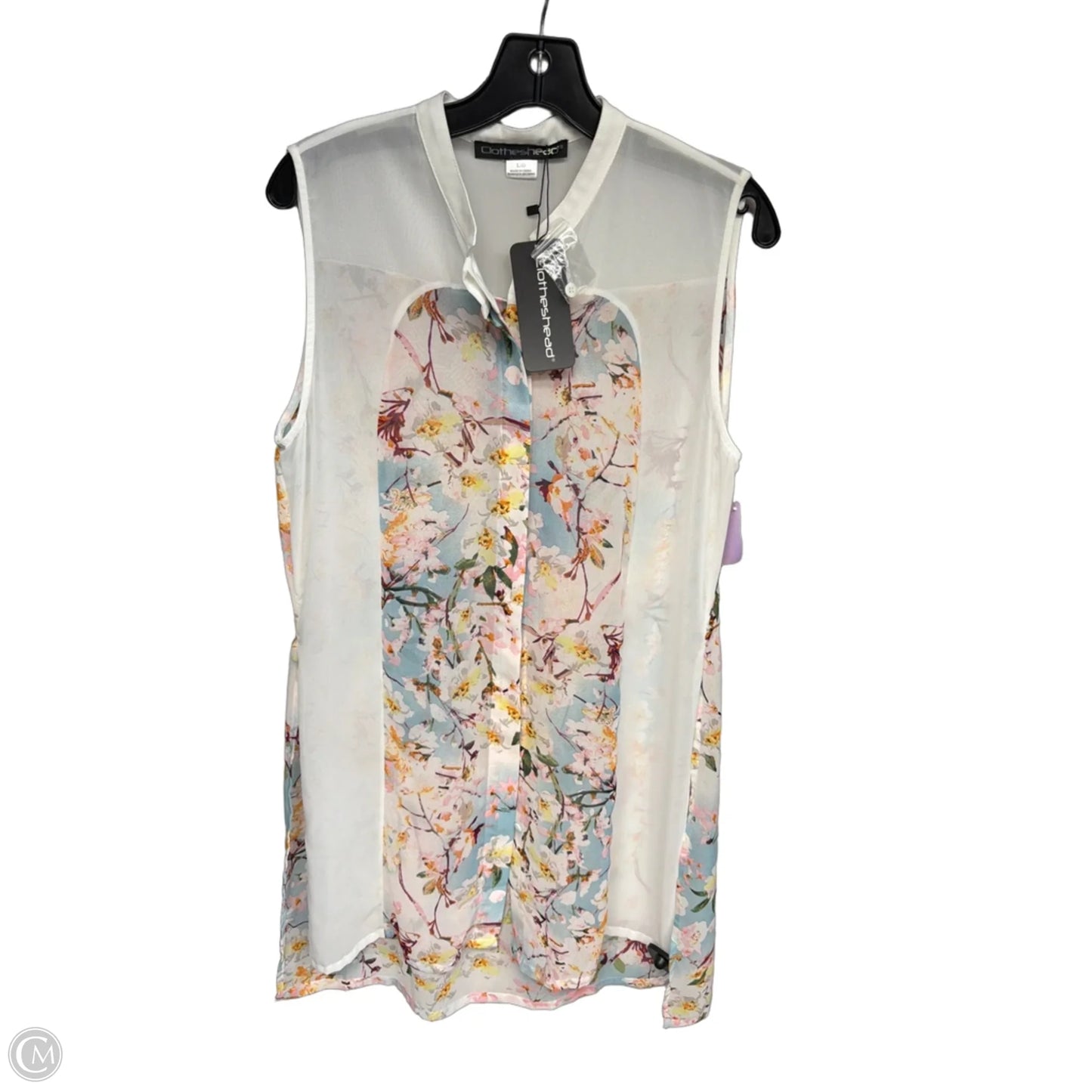 Top Sleeveless By Clothes Mentor In Pink & White, Size: L
