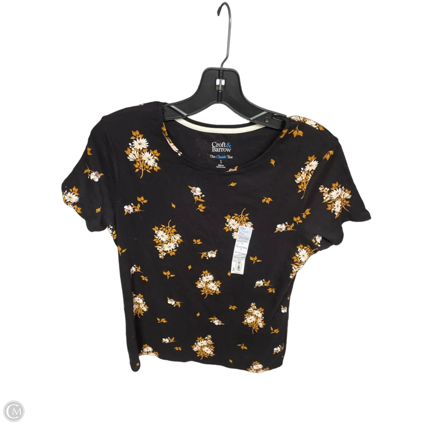 Top Short Sleeve By Croft And Barrow In Black & Yellow, Size: S
