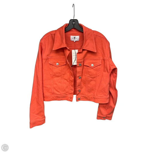 Jacket Denim By 7 For All Mankind In Orange Denim, Size: S