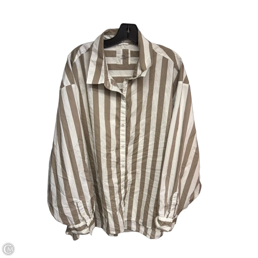 Top Long Sleeve By Aerie In Brown & Cream, Size: Xxl