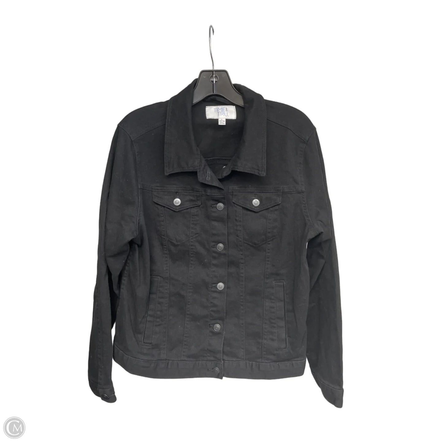 Jacket Denim By Time And Tru In Black Denim, Size: L