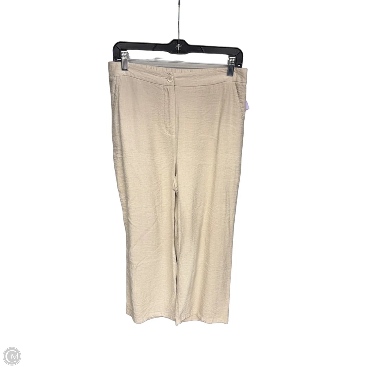 Pants Cropped By Happily Grey In Cream, Size: L