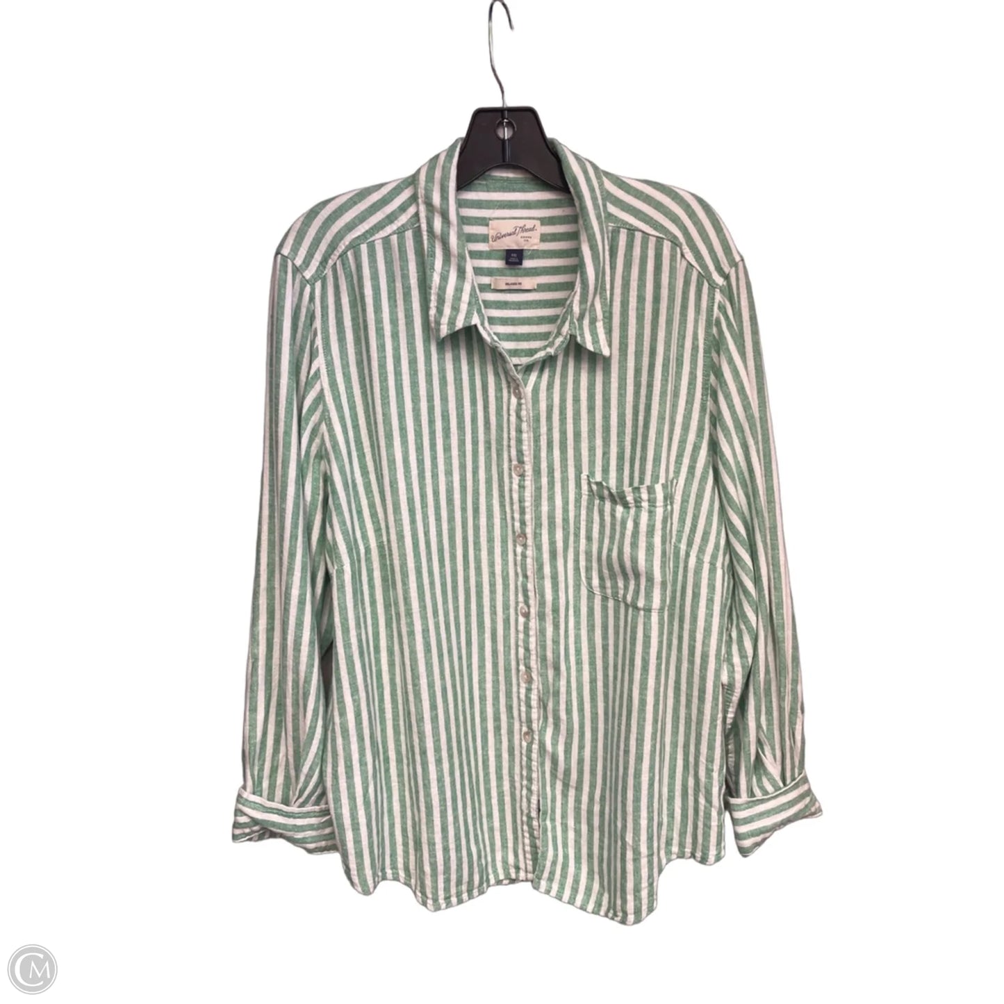 Top Long Sleeve By A New Day In Green & White, Size: Xxl
