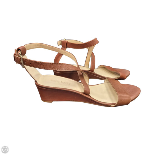 Sandals Heels Wedge By Nine West In Brown, Size: 7.5