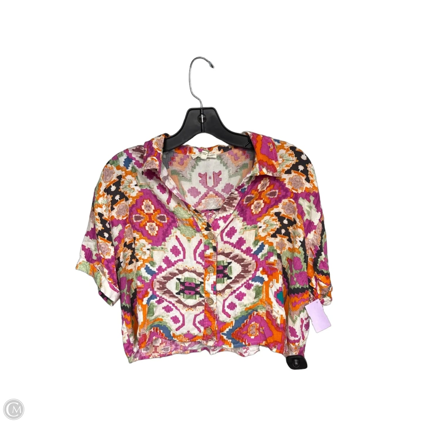 Top Short Sleeve By Christian Siriano In Pink & Purple, Size: M
