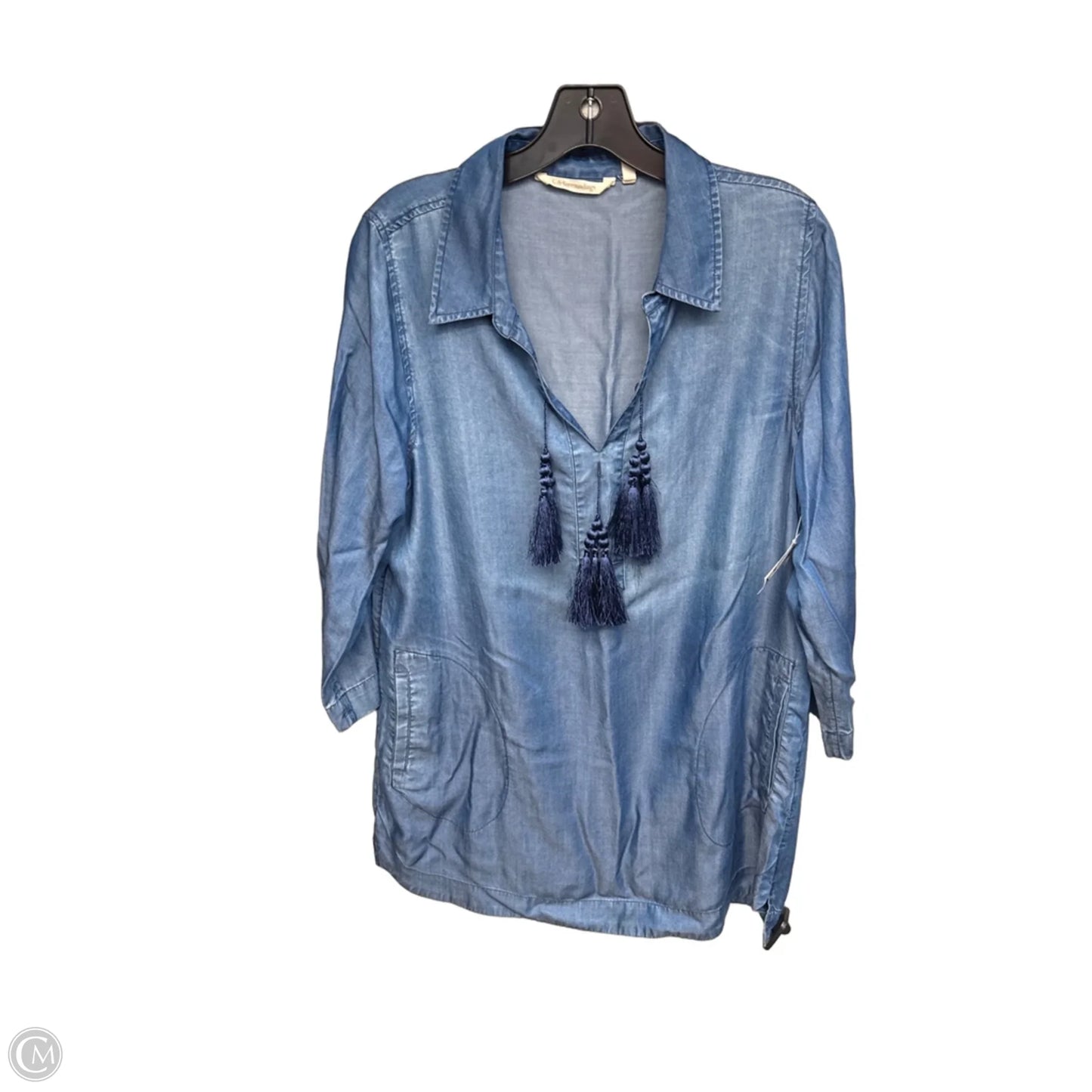 Tunic 3/4 Sleeve By Soft Surroundings In Blue Denim, Size: M