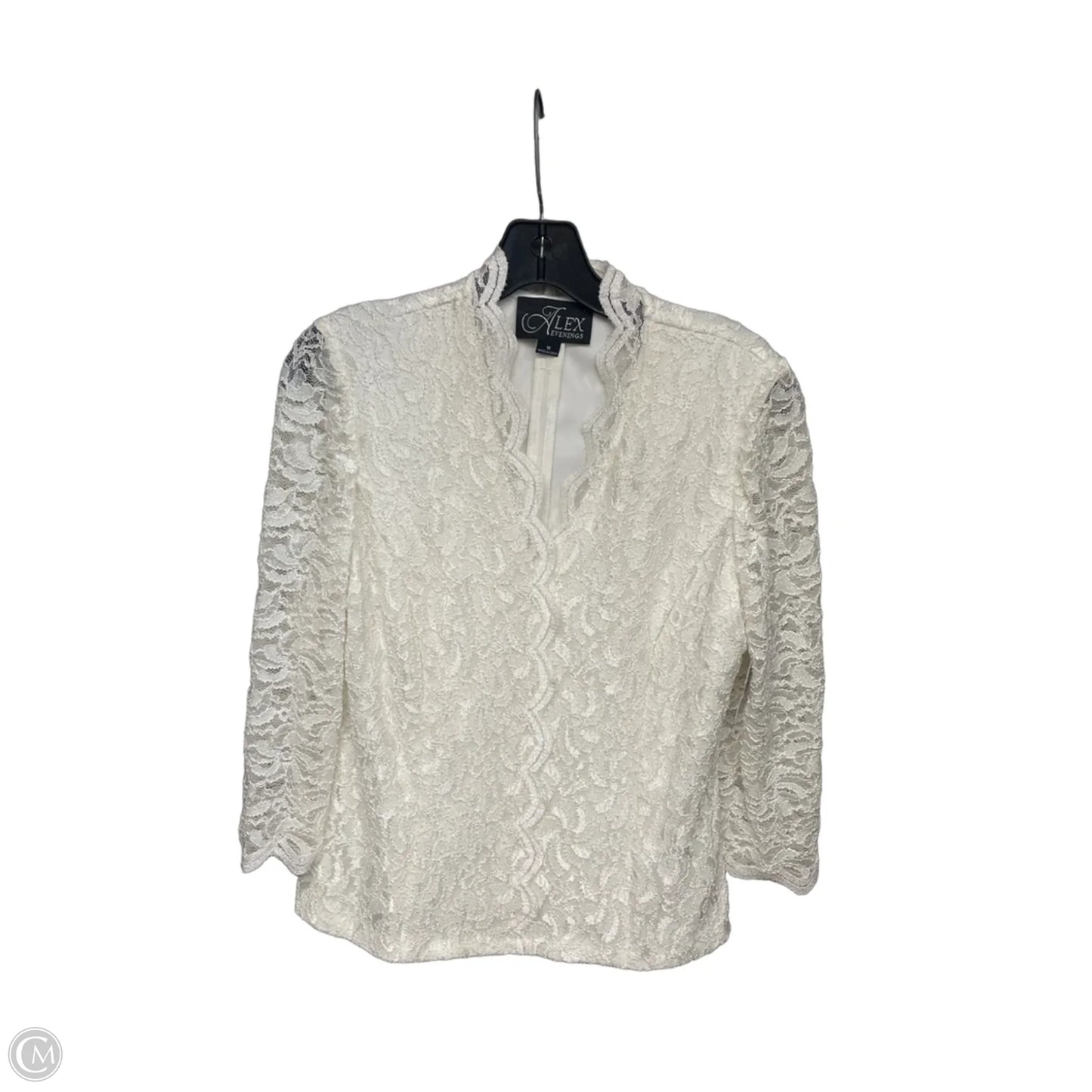 Blouse 3/4 Sleeve By Alex Evenings In Cream, Size: M