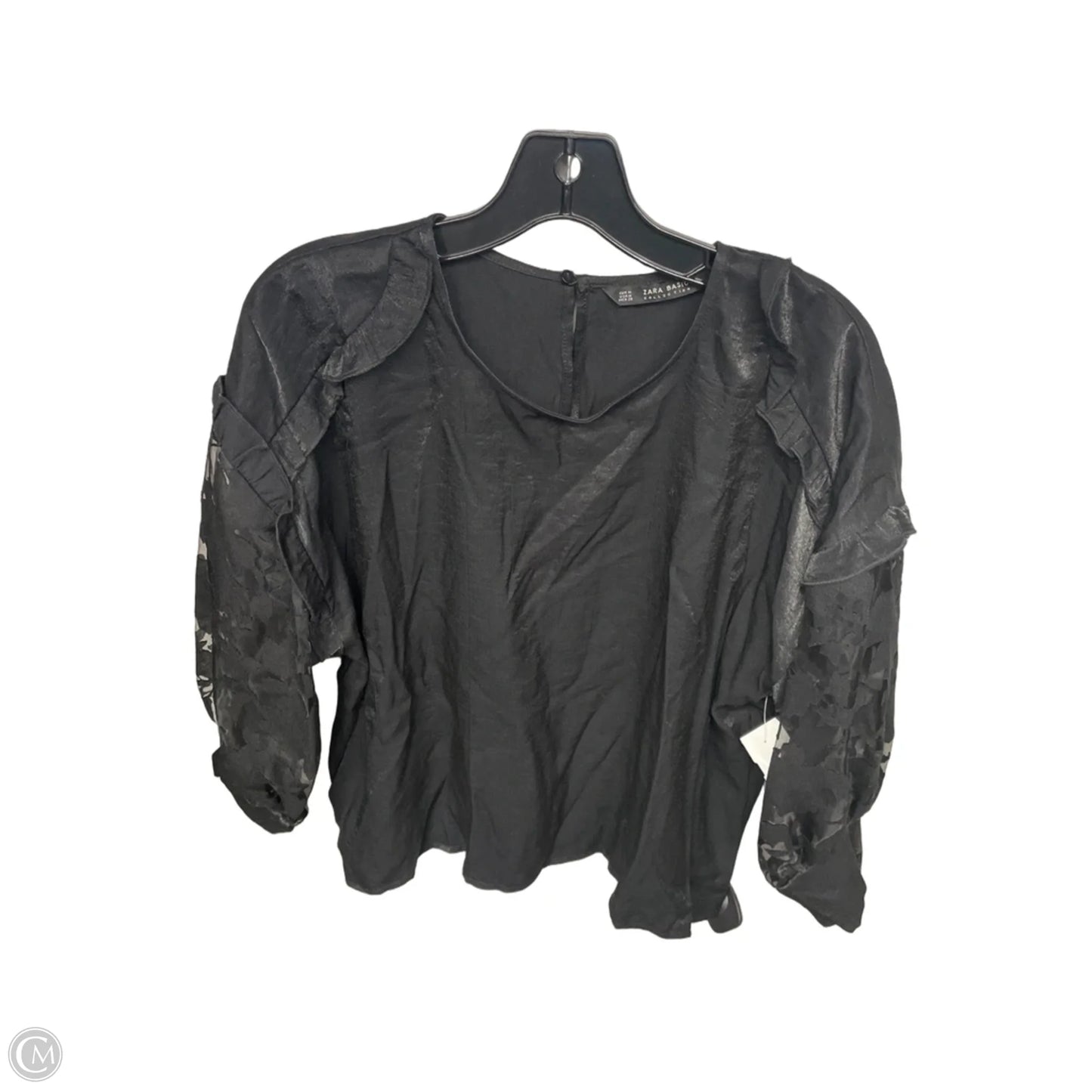 Top 3/4 Sleeve By Zara In Black, Size: M
