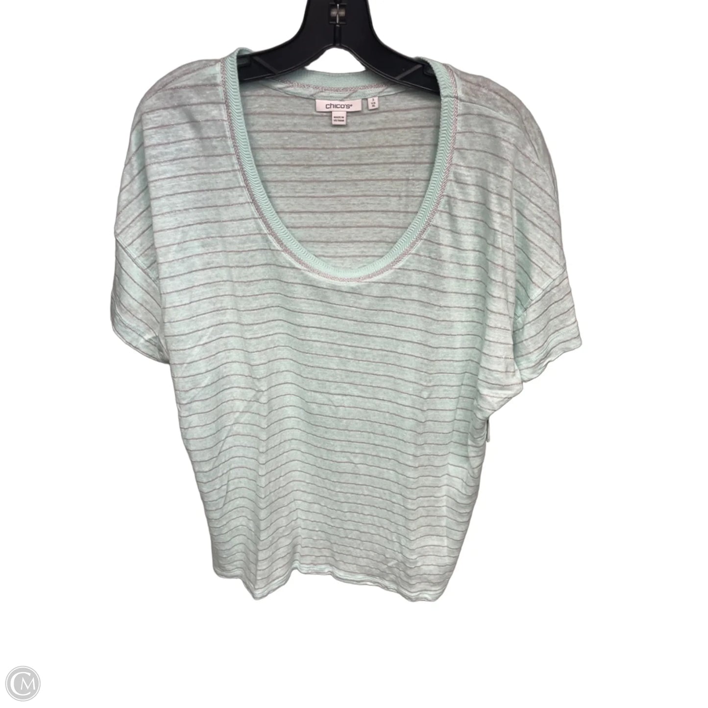 Top Short Sleeve By Chicos In Aqua, Size: Xl