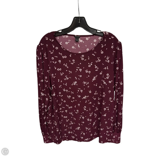 Blouse Long Sleeve By Ann Taylor In Purple & White, Size: Xl