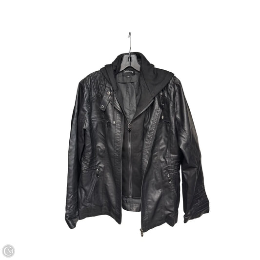Jacket Moto By Clothes Mentor In Black, Size: Xxl