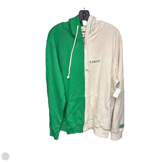 Sweatshirt Hoodie By Clothes Mentor In Cream & Green, Size: Xl
