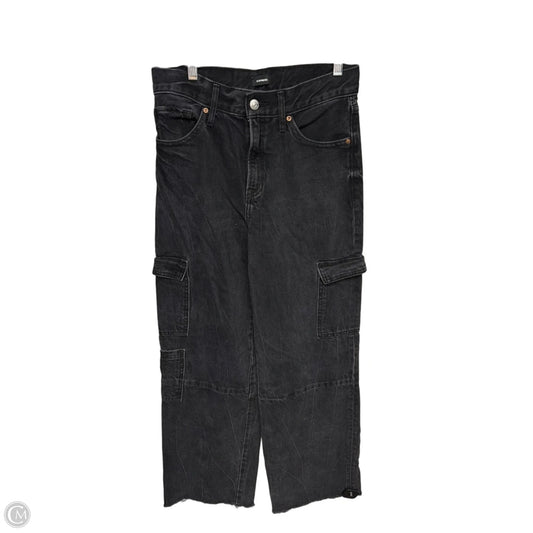 Jeans Wide Leg By Express In Black Denim, Size: 4