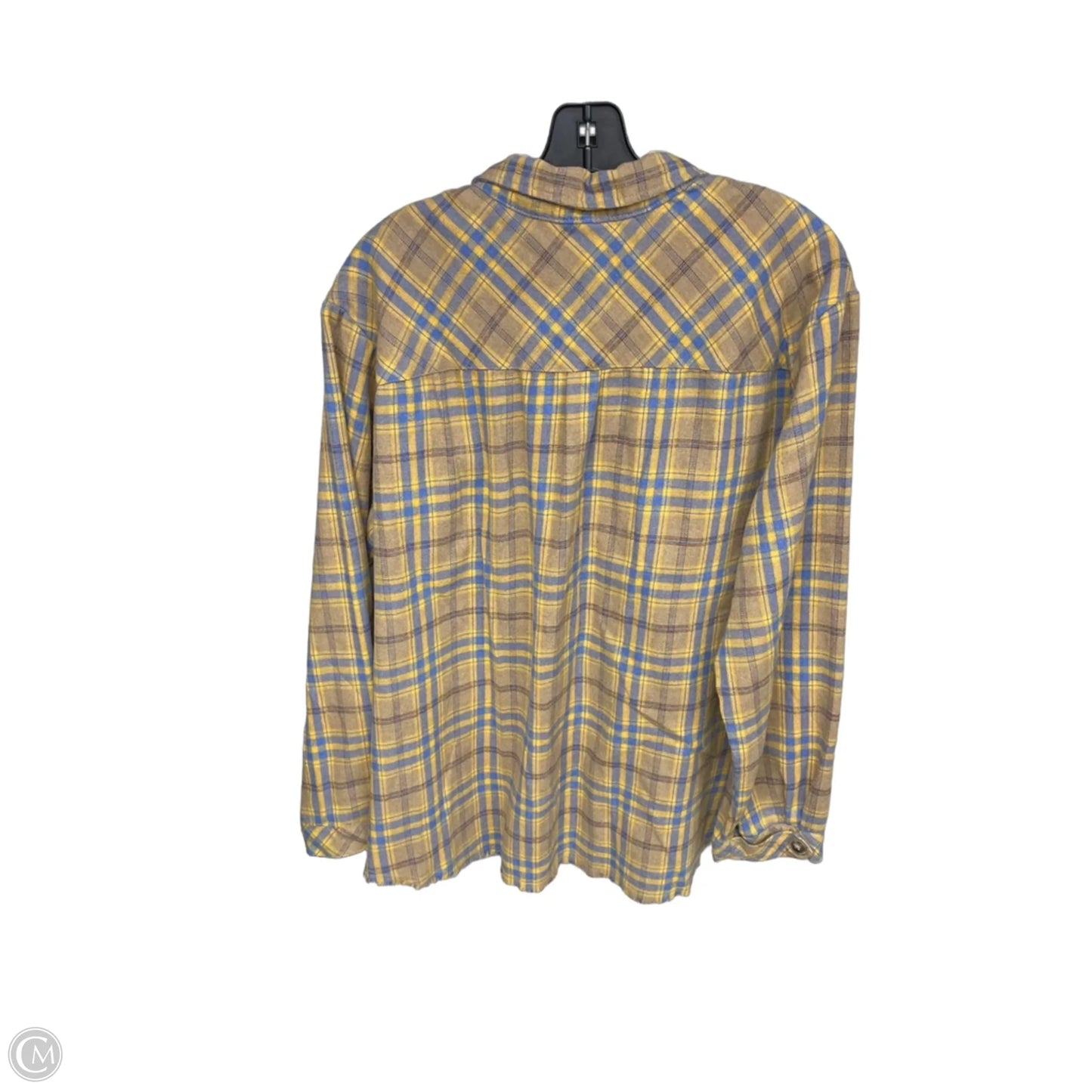 Top Long Sleeve By Democracy In Plaid Pattern, Size: Xl