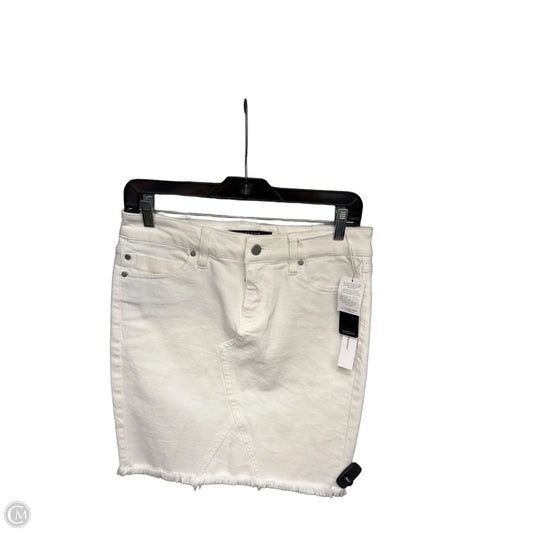 Skirt Midi By Liverpool In White Denim, Size: 4