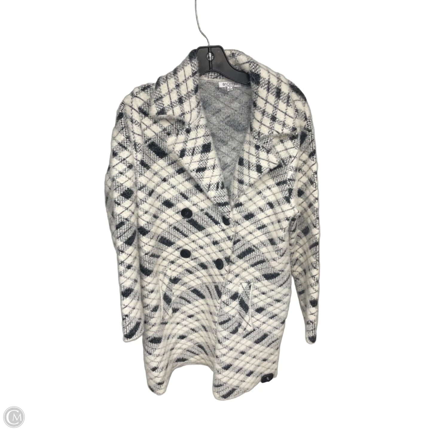 Coat Peacoat By Baciano In Blue & White, Size: S