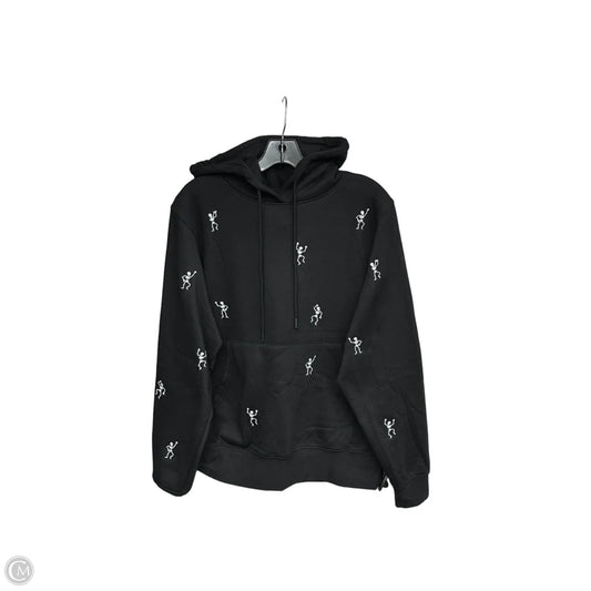 Athletic Sweatshirt Hoodie By Clothes Mentor In Black & White, Size: L
