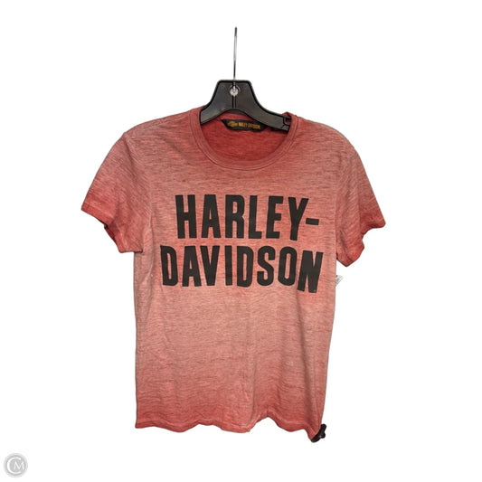 Top Short Sleeve By Harley Davidson In Orange, Size: M