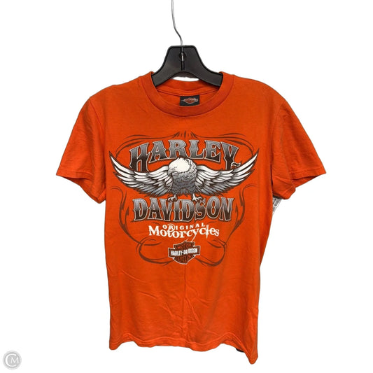 Top Short Sleeve By Harley Davidson In Orange, Size: S