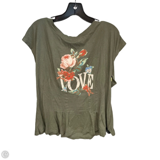 Top Sleeveless By Anthropologie In Cream & Green, Size: Xl