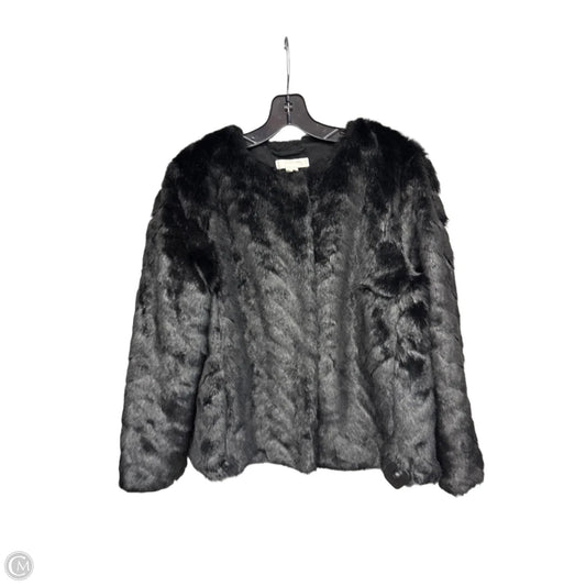 Coat Faux Fur & Sherpa By H&m In Black, Size: L