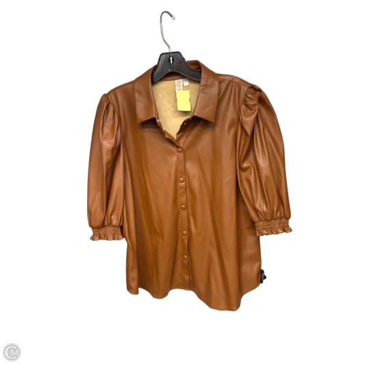 Top Short Sleeve By Dolan Left Coast In Brown, Size: L