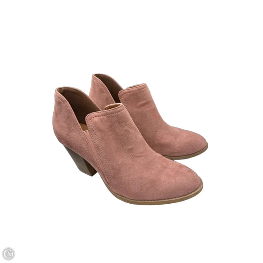 Boots Ankle Heels By City Classified In Pink, Size: 10