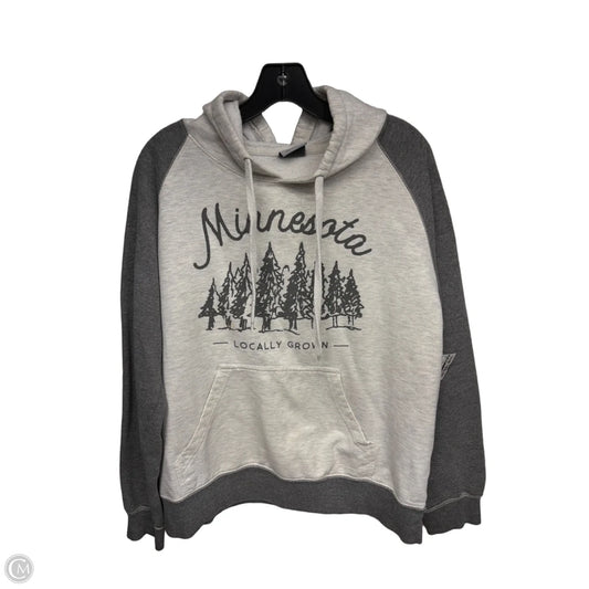 Sweatshirt Hoodie By Mv Sport In Grey & White, Size: L