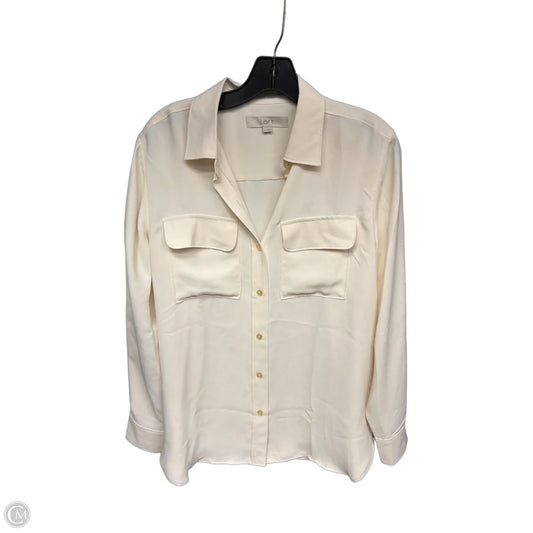 Blouse Long Sleeve By Loft In Cream, Size: S