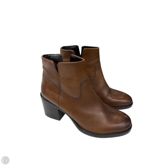 Boots Ankle Heels By Clarks In Brown, Size: 7.5