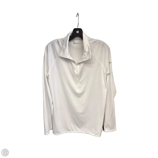 Athletic Top Long Sleeve Collar By Under Armour In White, Size: L