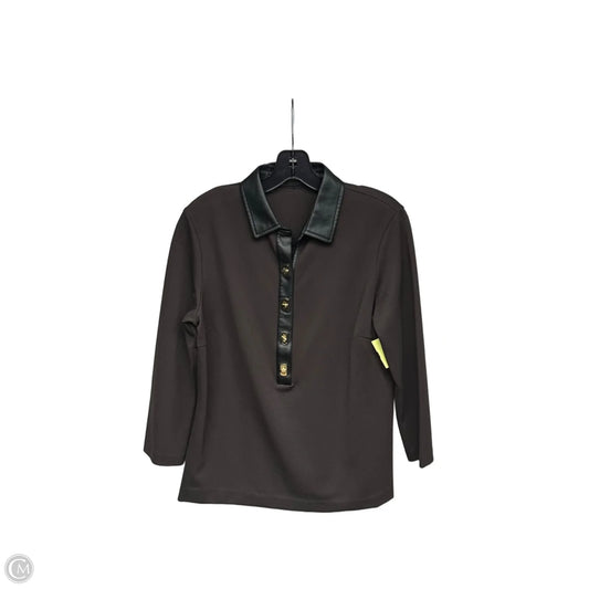 Top 3/4 Sleeve By J Mclaughlin In Black & Gold, Size: M
