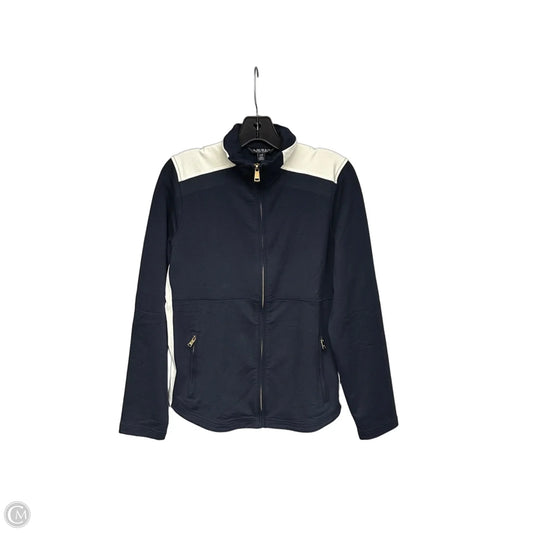 Athletic Jacket By Lauren By Ralph Lauren In Blue & White, Size: L