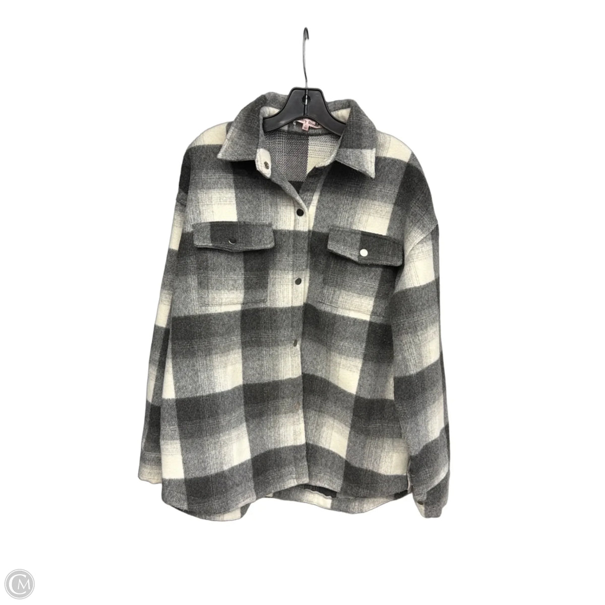 Jacket Fleece By Bailey Rose In Plaid Pattern, Size: L