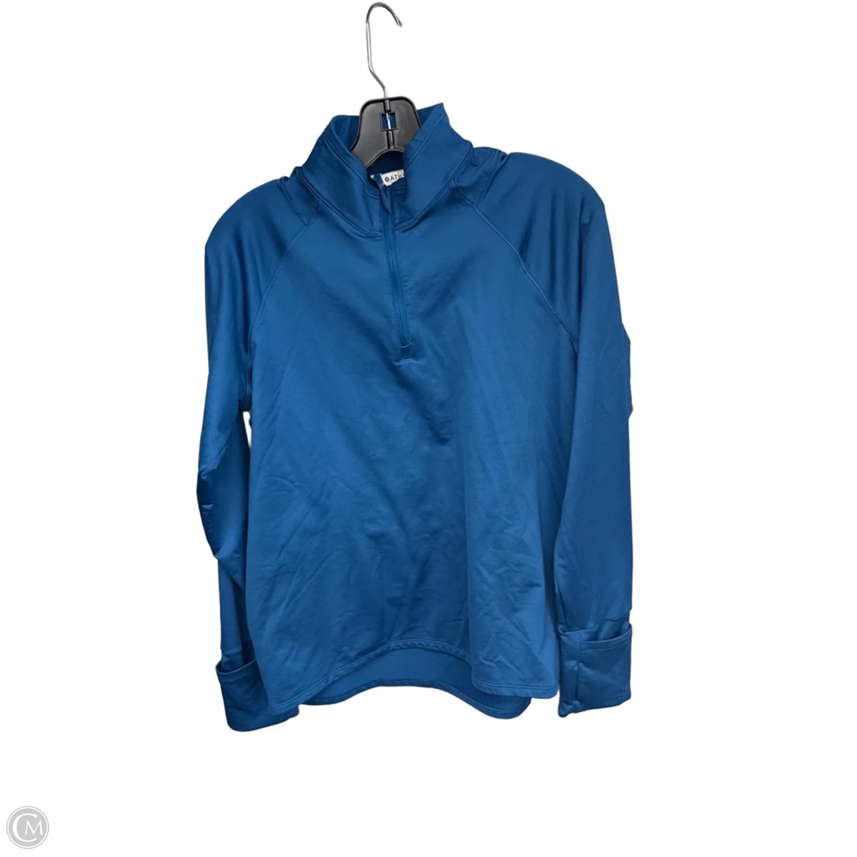 Athletic Top Long Sleeve Collar By Athleta In Teal, Size: M