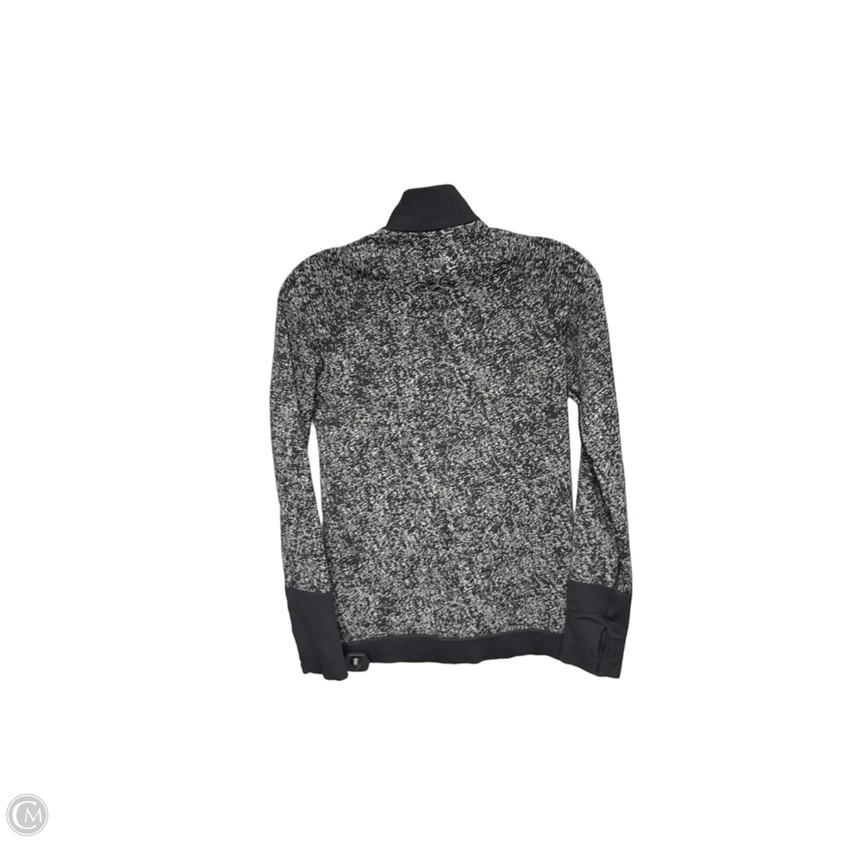 Athletic Top Long Sleeve Collar By Lululemon In Black & Grey, Size: 4