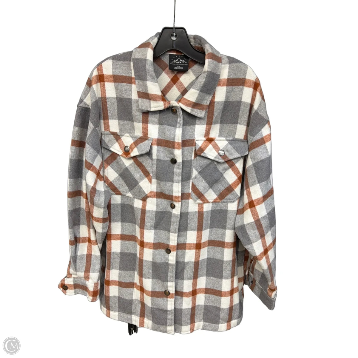 Jacket Shirt By Hfx In Plaid Pattern, Size: L