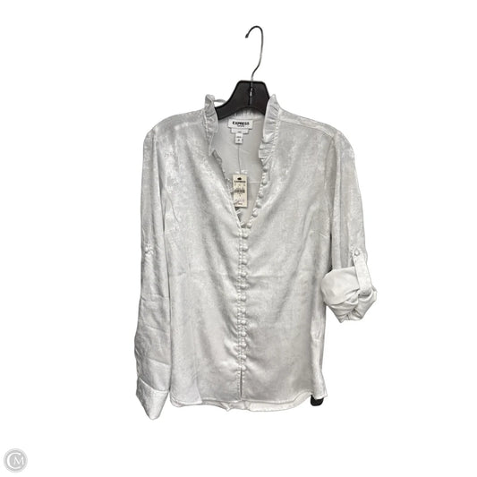 Blouse Long Sleeve By Express In Silver, Size: S