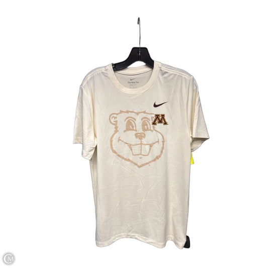 Athletic Top Short Sleeve By Nike In Cream, Size: M