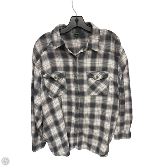 Top Long Sleeve By Wild Fable In Plaid Pattern, Size: L